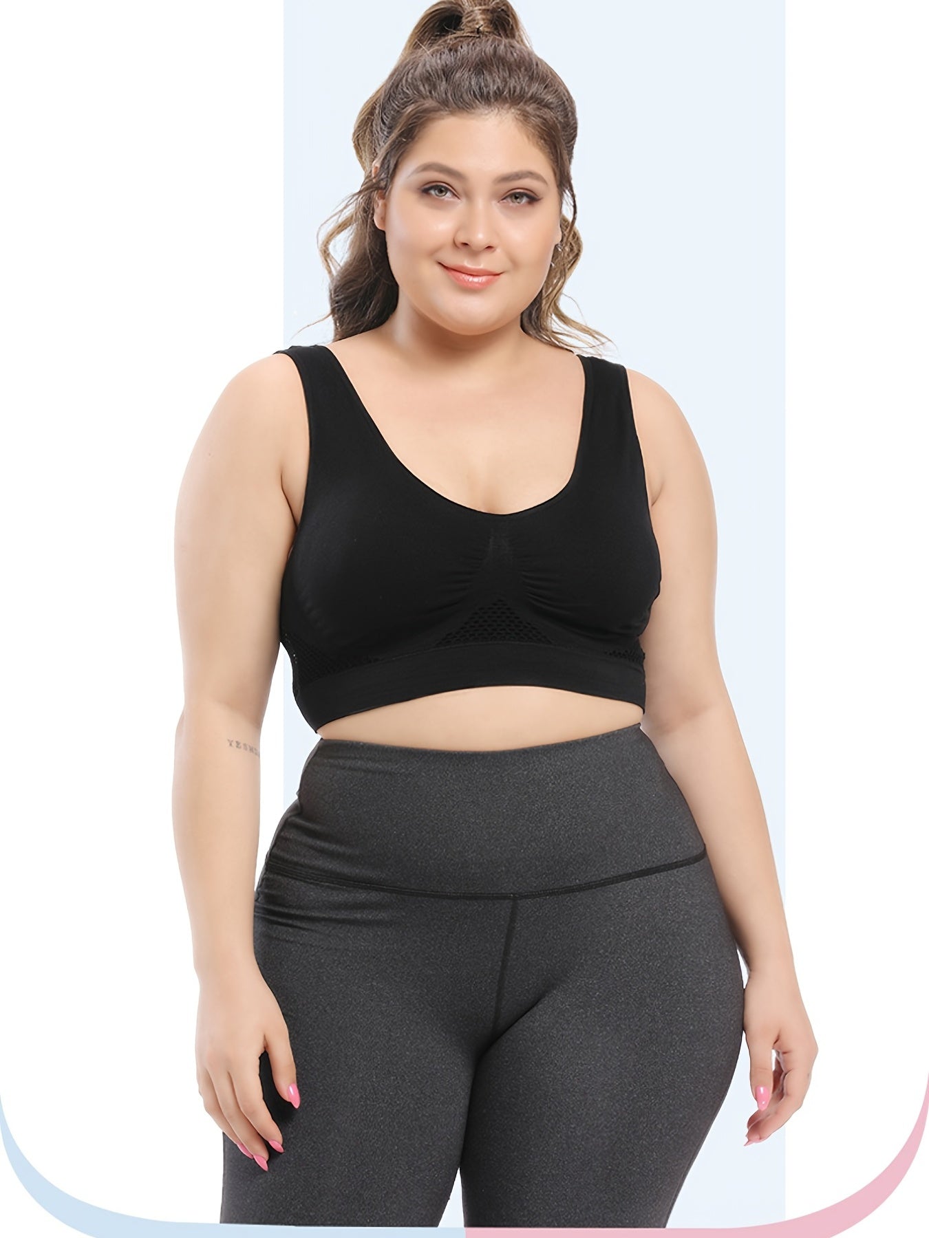 [Gentle Care] Plus Size Seamless Sports Bra for Women - Purple, Breathable Mesh Fabric, Push-Up with Removable Pads, Comfort Fit Vest Style, Sizes 36XL to 40XL, Plus Size Bra -