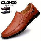 Step into comfort and safety with these men's genuine leather slip-on, slip-resistant shoes! -